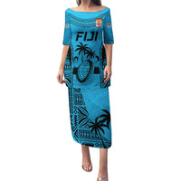 Fiji Rugby Puletasi Go Champions World Cup 2023 Tapa Unique Blue Vibe - Wonder Print Shop