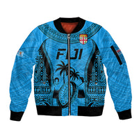 Fiji Rugby Sleeve Zip Bomber Jacket Go Champions World Cup 2023 Tapa Unique Blue Vibe - Wonder Print Shop