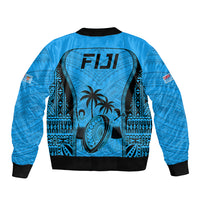 Fiji Rugby Sleeve Zip Bomber Jacket Go Champions World Cup 2023 Tapa Unique Blue Vibe - Wonder Print Shop