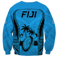 Fiji Rugby Sweatshirt Go Champions World Cup 2023 Tapa Unique Blue Vibe - Wonder Print Shop