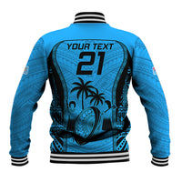 Custom Fiji Rugby Baseball Jacket Go Champions World Cup 2023 Tapa Unique Blue Vibe LT9 - Wonder Print Shop