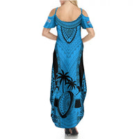 Custom Fiji Rugby Summer Maxi Dress Go Champions World Cup 2023 Tapa Unique Blue Vibe - Wonder Print Shop