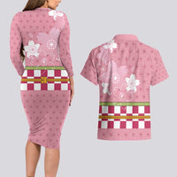 Japanese Asanoha Pattern Couples Matching Long Sleeve Bodycon Dress and Hawaiian Shirt Charm Against Evil Spirits - Wonder Print Shop