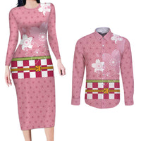 Japanese Asanoha Pattern Couples Matching Long Sleeve Bodycon Dress and Long Sleeve Button Shirt Charm Against Evil Spirits - Wonder Print Shop