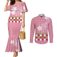 Japanese Asanoha Pattern Couples Matching Mermaid Dress and Long Sleeve Button Shirt Charm Against Evil Spirits - Wonder Print Shop