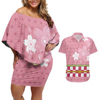 Japanese Asanoha Pattern Couples Matching Off Shoulder Short Dress and Hawaiian Shirt Charm Against Evil Spirits - Wonder Print Shop