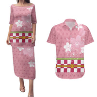 Japanese Asanoha Pattern Couples Matching Puletasi and Hawaiian Shirt Charm Against Evil Spirits - Wonder Print Shop