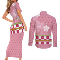 Japanese Asanoha Pattern Couples Matching Short Sleeve Bodycon Dress and Long Sleeve Button Shirt Charm Against Evil Spirits - Wonder Print Shop