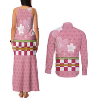 Japanese Asanoha Pattern Couples Matching Tank Maxi Dress and Long Sleeve Button Shirt Charm Against Evil Spirits - Wonder Print Shop