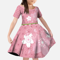 Japanese Asanoha Pattern Kid Short Sleeve Dress Charm Against Evil Spirits - Wonder Print Shop