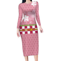 Japanese Asanoha Pattern Long Sleeve Bodycon Dress Charm Against Evil Spirits - Wonder Print Shop