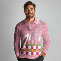 Japanese Asanoha Pattern Long Sleeve Polo Shirt Charm Against Evil Spirits - Wonder Print Shop