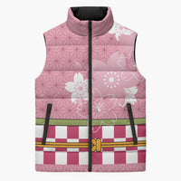Japanese Asanoha Pattern Sleeveless Puffer Jacket Charm Against Evil Spirits - Wonder Print Shop