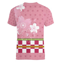 Japanese Asanoha Pattern Women V-Neck T-Shirt Charm Against Evil Spirits - Wonder Print Shop