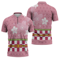 Japanese Asanoha Pattern Zipper Polo Shirt Charm Against Evil Spirits - Wonder Print Shop