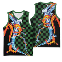 Japanese Asanoha Pattern Basketball Jersey Sun Flame Slayer Dragon Hinokami Kagura Spirit - Wonder Print Shop