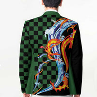 Japanese Asanoha Pattern Blazer Sun Flame Slayer Dragon Hinokami Kagura Spirit - Wonder Print Shop