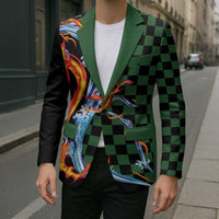 Japanese Asanoha Pattern Blazer Sun Flame Slayer Dragon Hinokami Kagura Spirit - Wonder Print Shop