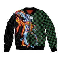 Japanese Asanoha Pattern Bomber Jacket Sun Flame Slayer Dragon Hinokami Kagura Spirit - Wonder Print Shop