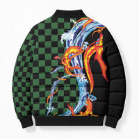 Japanese Asanoha Pattern Bomber Puffer Jacket Sun Flame Slayer Dragon Hinokami Kagura Spirit - Wonder Print Shop