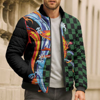 Japanese Asanoha Pattern Bomber Puffer Jacket Sun Flame Slayer Dragon Hinokami Kagura Spirit - Wonder Print Shop