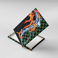 Japanese Asanoha Pattern Canvas Wall Art Sun Flame Slayer Dragon Hinokami Kagura Spirit - Wonder Print Shop