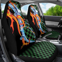 Japanese Asanoha Pattern Car Seat Cover Sun Flame Slayer Dragon Hinokami Kagura Spirit - Wonder Print Shop