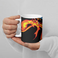 Japanese Asanoha Pattern Ceramic Mug Sun Flame Slayer Dragon Hinokami Kagura Spirit - Wonder Print Shop