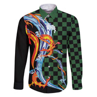 Japanese Asanoha Pattern Family Matching Puletasi and Hawaiian Shirt Sun Flame Slayer Dragon Hinokami Kagura Spirit - Wonder Print Shop