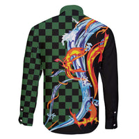 Japanese Asanoha Pattern Family Matching Puletasi and Hawaiian Shirt Sun Flame Slayer Dragon Hinokami Kagura Spirit - Wonder Print Shop