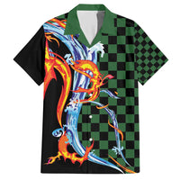 Japanese Asanoha Pattern Hawaiian Shirt Sun Flame Slayer Dragon Hinokami Kagura Spirit - Wonder Print Shop