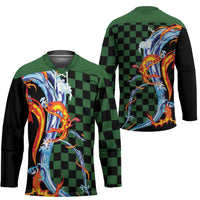 Japanese Asanoha Pattern Hockey Jersey Sun Flame Slayer Dragon Hinokami Kagura Spirit - Wonder Print Shop