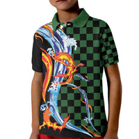 Japanese Asanoha Pattern Kid Polo Shirt Sun Flame Slayer Dragon Hinokami Kagura Spirit - Wonder Print Shop