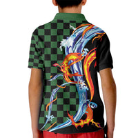 Japanese Asanoha Pattern Kid Polo Shirt Sun Flame Slayer Dragon Hinokami Kagura Spirit - Wonder Print Shop