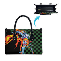 Japanese Asanoha Pattern Leather Bag Sun Flame Slayer Dragon Hinokami Kagura Spirit - Wonder Print Shop