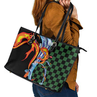 Japanese Asanoha Pattern Leather Tote Bag Sun Flame Slayer Dragon Hinokami Kagura Spirit - Wonder Print Shop