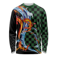 Japanese Asanoha Pattern Long Sleeve Shirt Sun Flame Slayer Dragon Hinokami Kagura Spirit - Wonder Print Shop