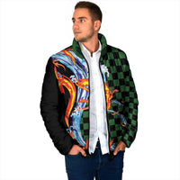 Japanese Asanoha Pattern Padded Jacket Sun Flame Slayer Dragon Hinokami Kagura Spirit - Wonder Print Shop
