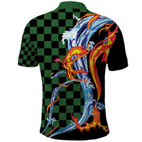 Japanese Asanoha Pattern Polo Shirt Sun Flame Slayer Dragon Hinokami Kagura Spirit - Wonder Print Shop