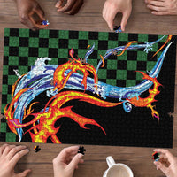 Japanese Asanoha Pattern Puzzle Sun Flame Slayer Dragon Hinokami Kagura Spirit - Wonder Print Shop