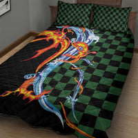 Japanese Asanoha Pattern Quilt Bed Set Sun Flame Slayer Dragon Hinokami Kagura Spirit - Wonder Print Shop