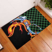 Japanese Asanoha Pattern Rubber Doormat Sun Flame Slayer Dragon Hinokami Kagura Spirit - Wonder Print Shop