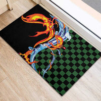 Japanese Asanoha Pattern Rubber Doormat Sun Flame Slayer Dragon Hinokami Kagura Spirit - Wonder Print Shop