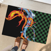 Japanese Asanoha Pattern Rubber Doormat Sun Flame Slayer Dragon Hinokami Kagura Spirit - Wonder Print Shop