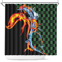 Japanese Asanoha Pattern Shower Curtain Sun Flame Slayer Dragon Hinokami Kagura Spirit - Wonder Print Shop