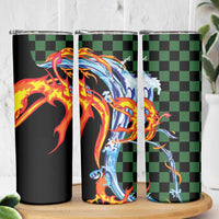 Japanese Asanoha Pattern Skinny Tumbler Sun Flame Slayer Dragon Hinokami Kagura Spirit - Wonder Print Shop