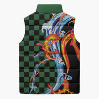 Japanese Asanoha Pattern Sleeveless Puffer Jacket Sun Flame Slayer Dragon Hinokami Kagura Spirit - Wonder Print Shop