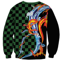 Japanese Asanoha Pattern Sweatshirt Sun Flame Slayer Dragon Hinokami Kagura Spirit - Wonder Print Shop