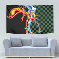 Japanese Asanoha Pattern Tapestry Sun Flame Slayer Dragon Hinokami Kagura Spirit - Wonder Print Shop