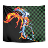 Japanese Asanoha Pattern Tapestry Sun Flame Slayer Dragon Hinokami Kagura Spirit - Wonder Print Shop
